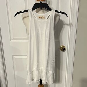 Hollister White Racerback Tank with Pleated Hem